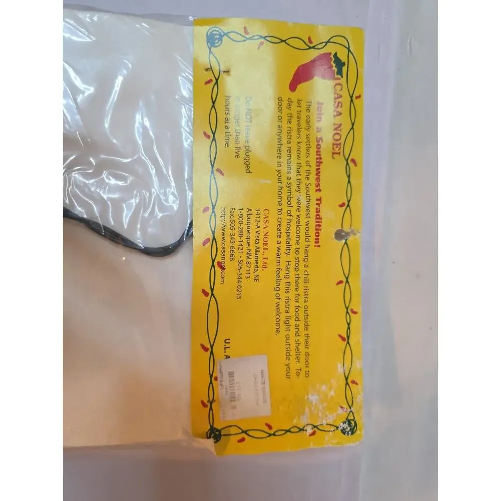 Vintage Nos Casa Noel Chili Ristra 35 Light Stand Hanging Peppers